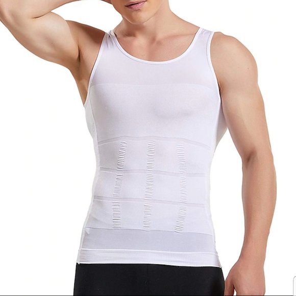Men's Slimming Body Shaper Waist Trainer Vest Gym Tops Belly Compression Shirt - Picture 2 of 9